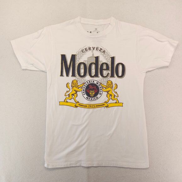 Modelo Short Sleeve Crew Neck Graphic T Shirt Mens Size Medium M White - Picture 2 of 9